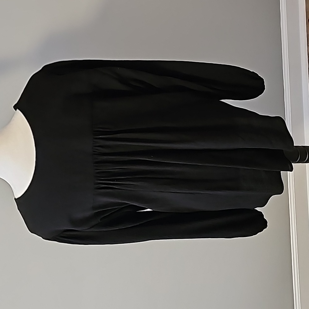 Free People Black Wrap Flowy Tunic Top Size L - Picture 2 of 7
